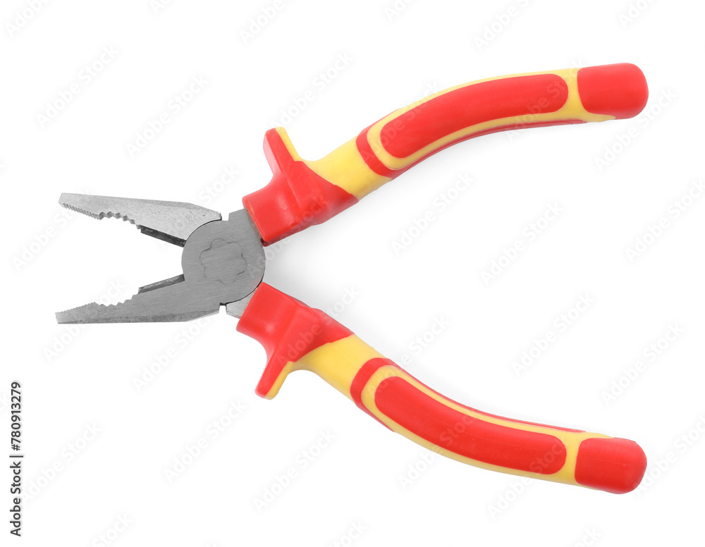 Naklejka premium New combination pliers isolated on white, top view