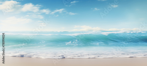 Abstract seascape with blurry waves crashing on beach © spyrakot