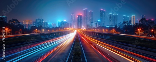 Light trails on a city stre...