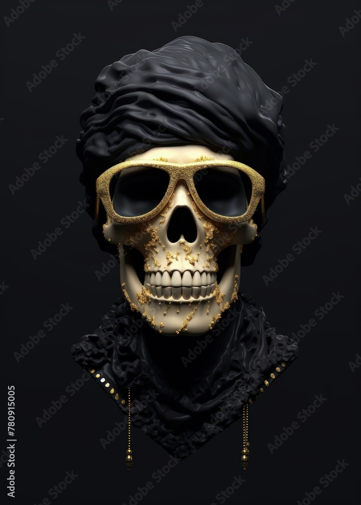 Chic allure: unveiling contemporary elegance of stylish skull with gold plating, modern luxurious decorative accent merging edgy design opulent glamour in a unique and fashion-forward statement piece. Chic allure: unveiling contemporary elegance of stylish skull with gold plating, modern luxurious decorative accent merging edgy design opulent glamour in a unique and fashion-forward statement piece.