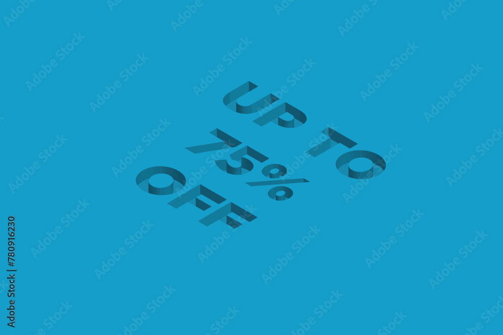 75% Discount on Super promotion. Super sale business banner on blue background. Vector illustration Eps Cs6.