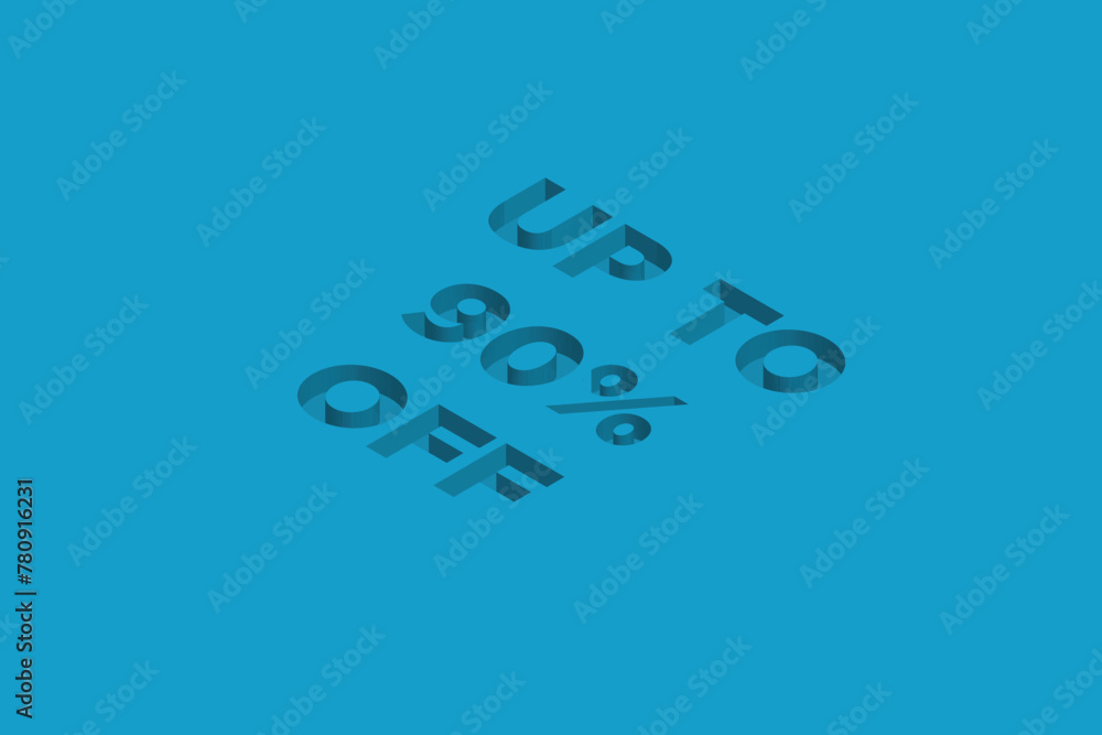 90% Discount on Super promotion. Super sale business banner on blue background. Vector illustration Eps Cs6.