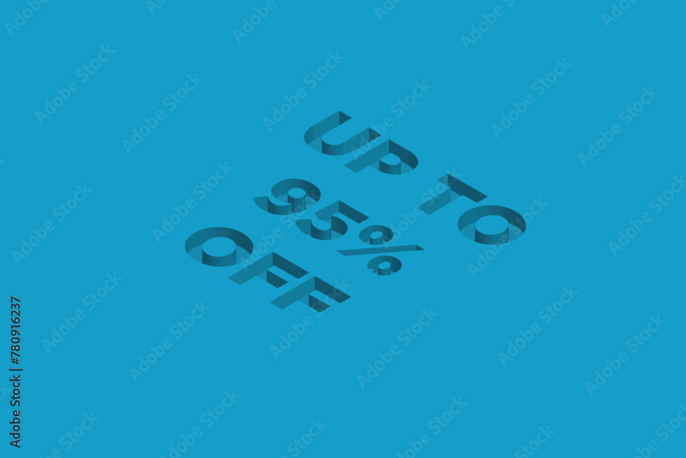 95% Discount on Super promotion. Super sale business banner on blue background. Vector illustration Eps Cs6.