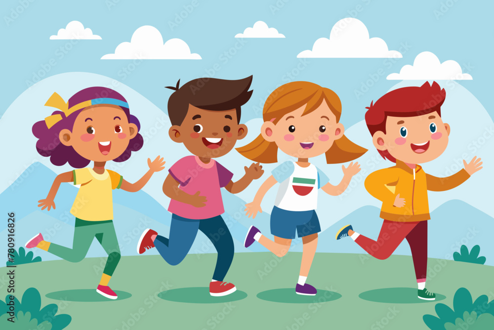 Vector Graphic of Children Running Together Vector Graphic of Children Running Together