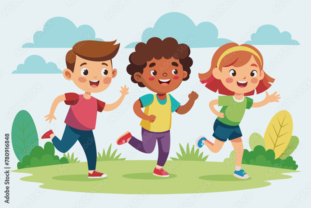 Vector Graphic of Children Running Together Vector Graphic of Children Running Together