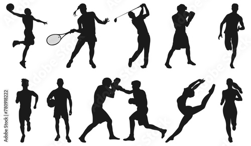 Sport. Silhouettes of athletes of different sports. Vector illustration isolated on white background.