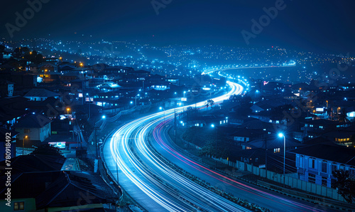 Light trails on a city stre...