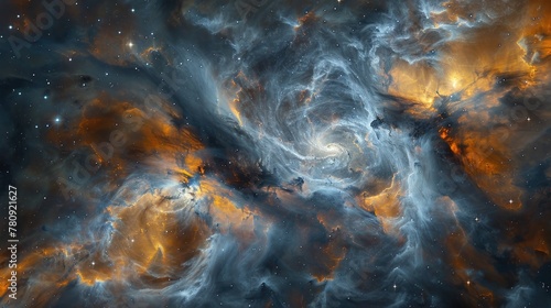 Mesmerizing Cosmic Swirl of Luminous Gases in Boundless Universe © Sittichok