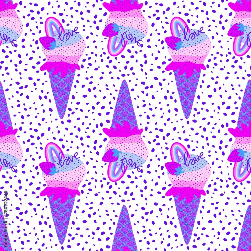 Summer print rainbow ice cream seamless lgbt love pattern for wrapping paper and fabrics and party pride accessories Summer print rainbow ice cream seamless lgbt love pattern for wrapping paper and fabrics and party pride accessories