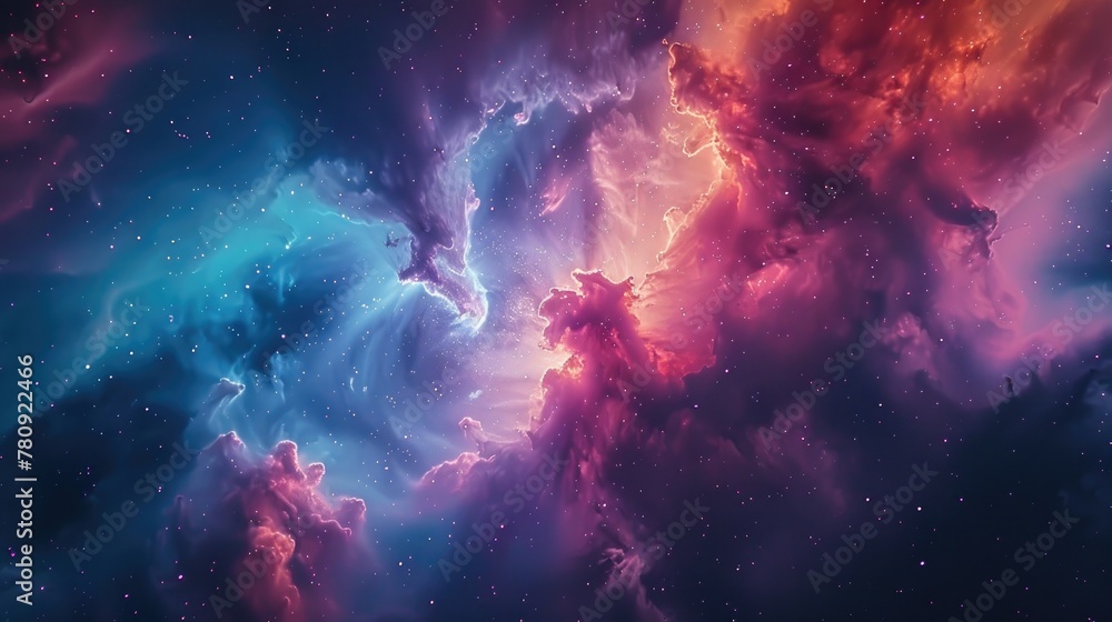 Mesmerizing Cosmic Masterpiece A Captivating Celestial Dance of Vibrant Nebula Clouds and Luminous Stars