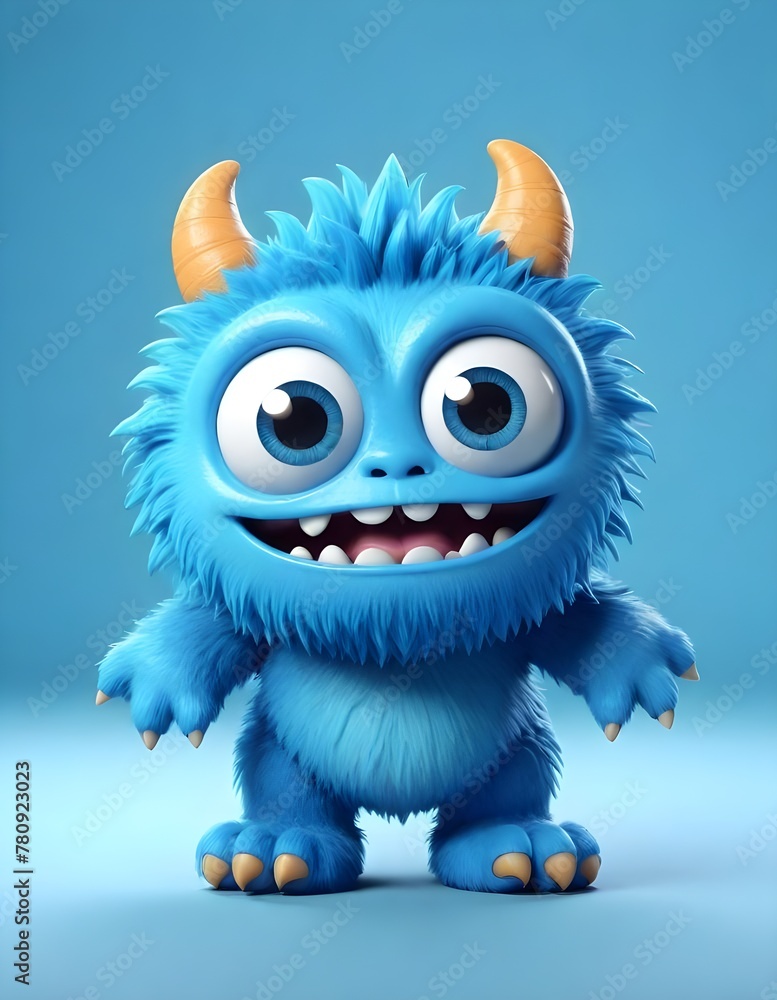 Obraz premium A Blue cartoon monster animal