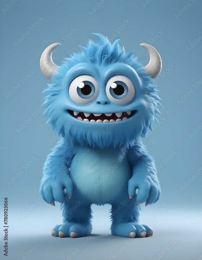A Blue cartoon monster animal A Blue cartoon monster animal