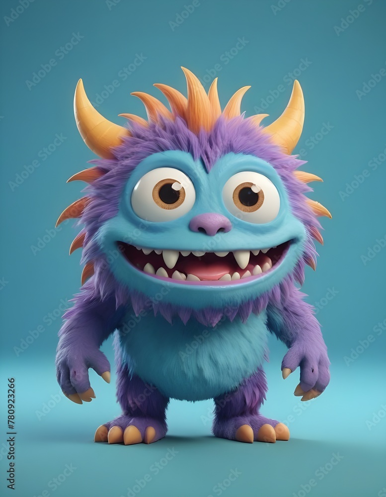 A Blue cartoon monster animal A Blue cartoon monster animal