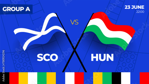 Scotland vs Hungary football 2024 match versus. 2024 group stage championship match versus teams intro sport background, championship competition (ID: 780924296)