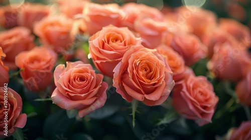 An orange rose bouquet at a wedding reception