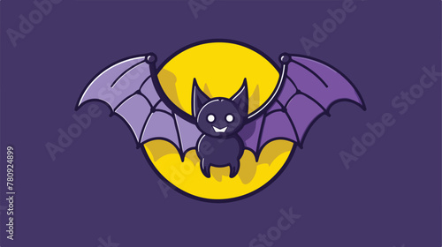 Bat Web Icon. Flat Line Filled Gray Icon Vector 2d