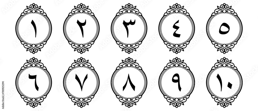 Arabic numerals with ornaments for book pages of your choice of elegant ...