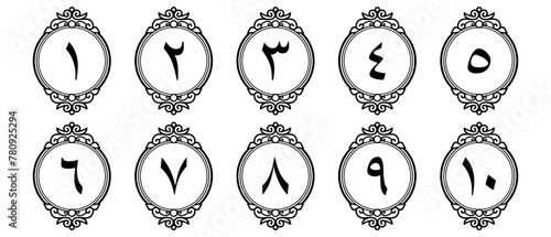 Arabic numerals with ornaments for book pages of your choice of elegant design. Vector file isolated on a transparent background