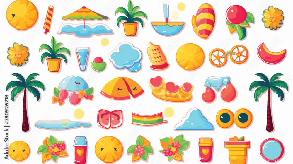 Beach party stickers collection Summer vacation vec