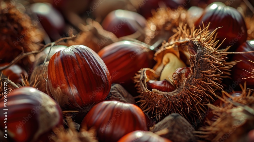 Chestnuts in close-up.