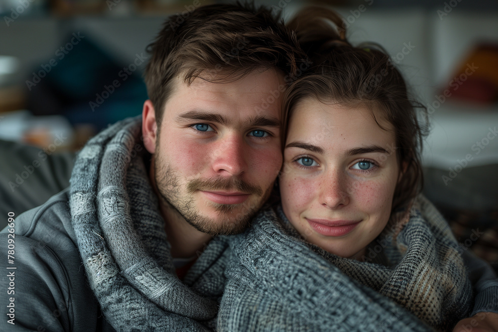 Man and Woman Wrapped in a Blanket