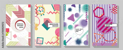 Business vector set. Brochure template layout, cover design annual report, magazine, flyer in A4.  Corporate report cover abstract geometric illustration design layout bundle.