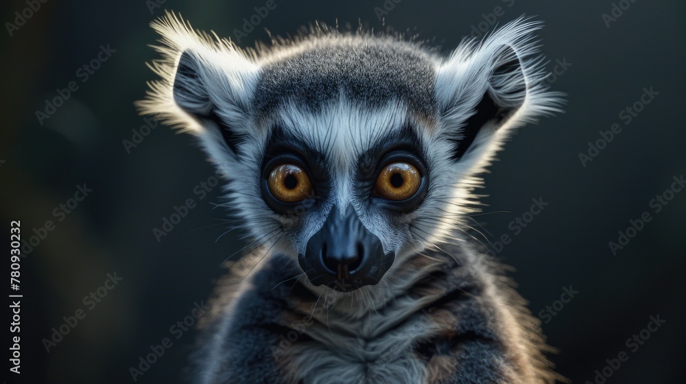 Naklejka premium Close up of a ring tailed lemur, suitable for wildlife and nature themes