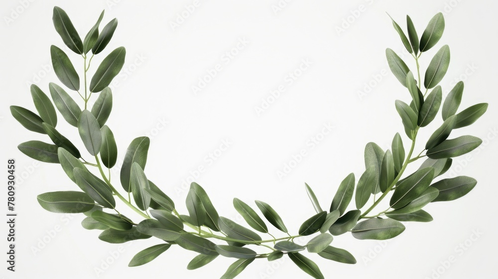 A wreath of green leaves on a plain white background. Perfect for nature-themed designs