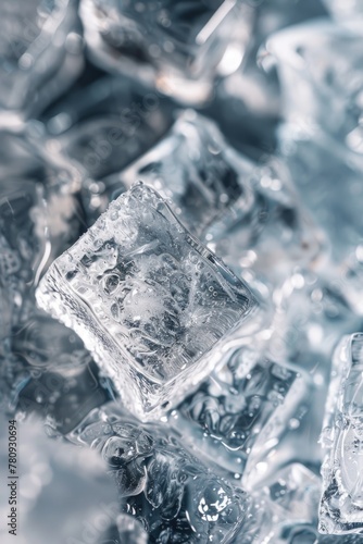 A pile of ice cubes ready for use in drinks. Suitable for beverage industry