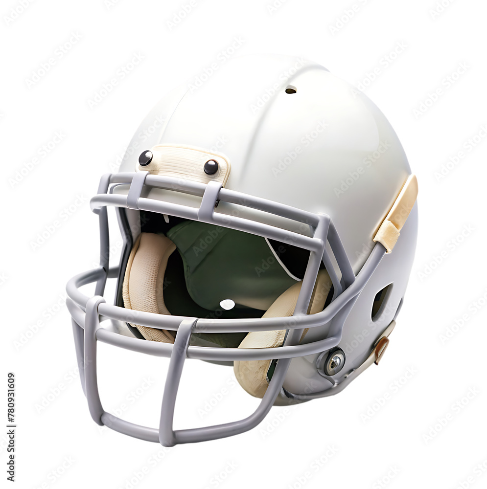 Fototapeta premium closeup of a football helmet with a field in the back