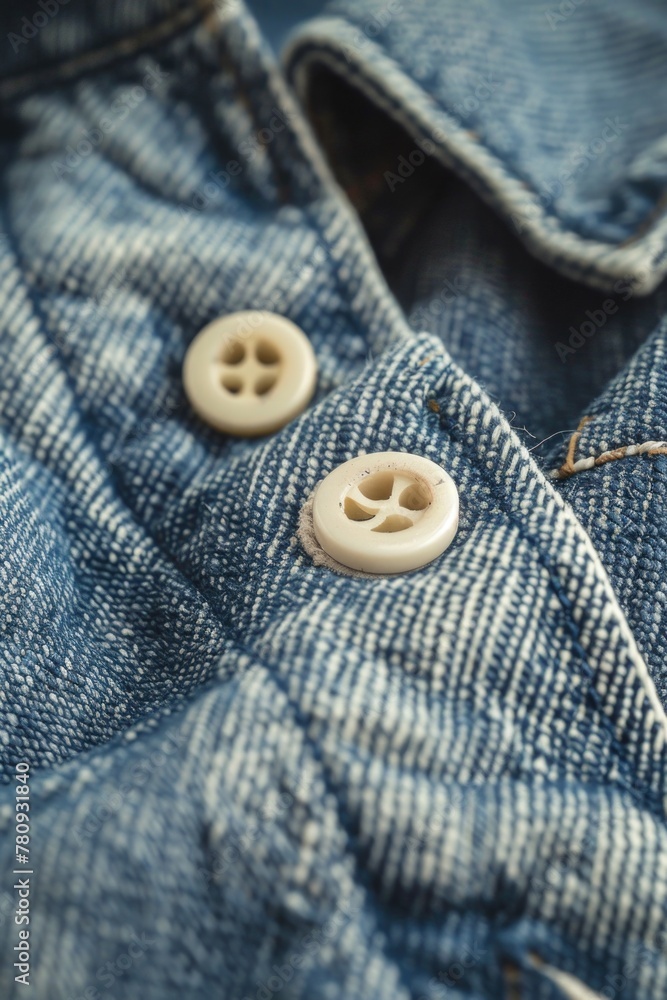 Close up of a button on a pair of blue jeans. Suitable for fashion and textile industries Close up of a button on a pair of blue jeans. Suitable for fashion and textile industries