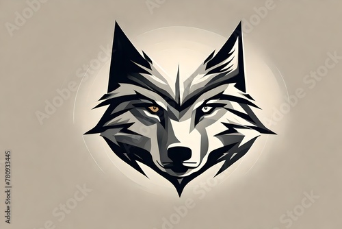 A minimalistic wolf vector logo  capturing the intensity of power and free spirit in high-definition  showcasing each detail as if viewed through a camera lens..-