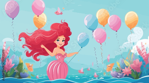 Birthday party invitation templates. mermaid concep