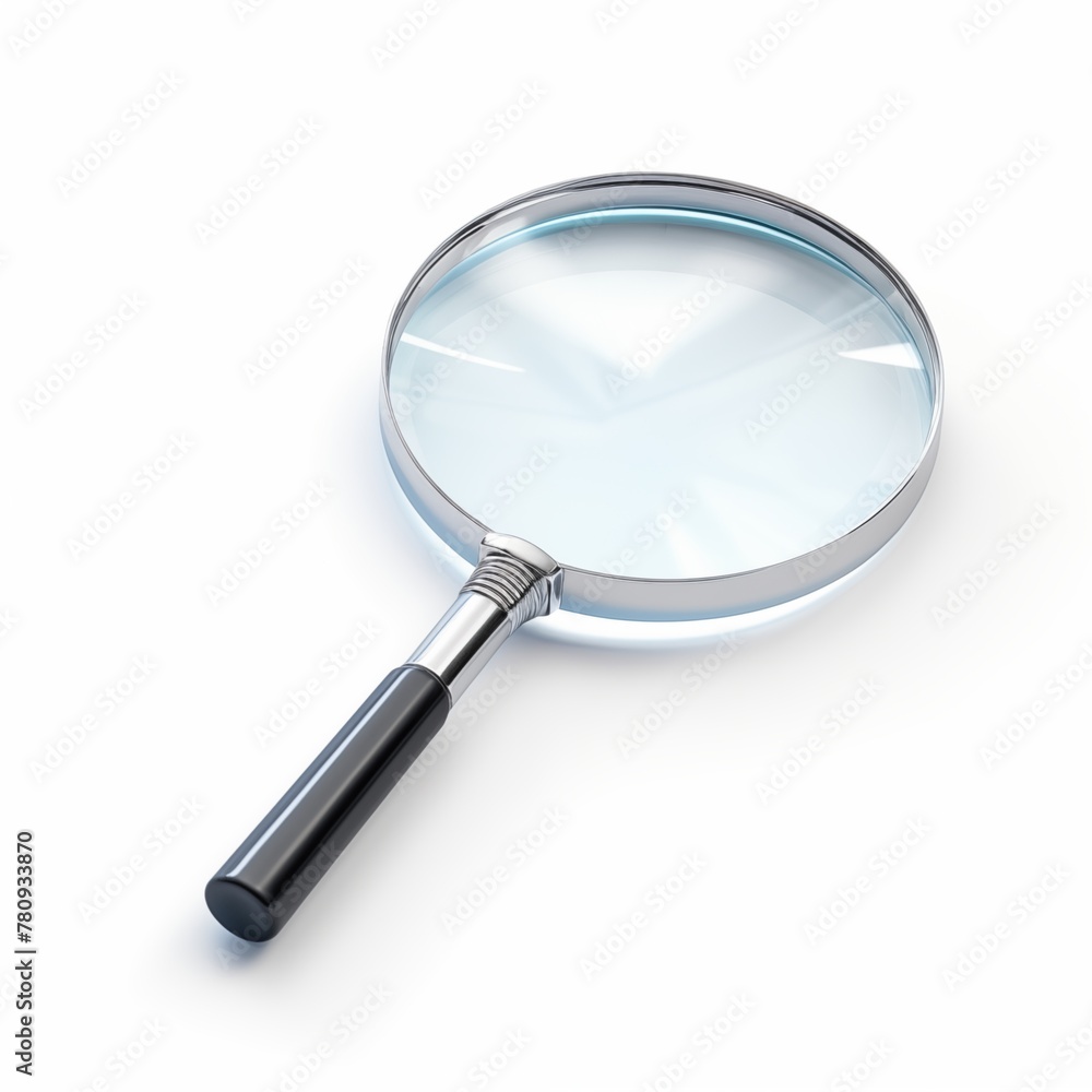 Magnifying glass with black handle on a white background. Magnifying glass with black handle on a white background.