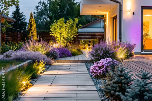 Fototapeta Naklejka Na Ścianę i Meble -  Modern gardening landscaping design details. Modern house, 