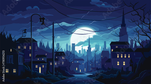 Blackout vector illustration. A city in the dark du