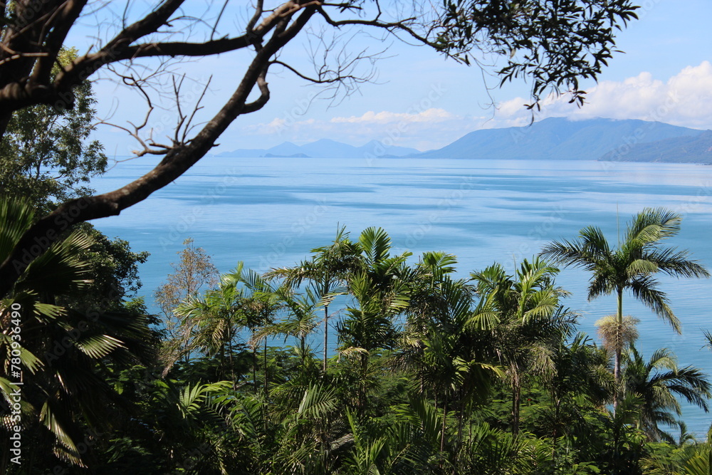 View from the lookout overlooking four mile beach, Port Douglas, North Queensland, Australia. 