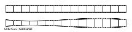 35mm film strip vector design with 15 frames on white background. Black film reel symbol illustration to use in photography, television, cinema, travel, photo frame. 
