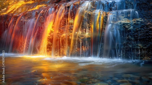 Breathtaking Cascade of Vibrant Hues in Serene Mountain Wilderness