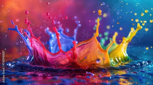 Captivating Splash of Vibrant Colors in Fluid Motion against Pristine Backdrop