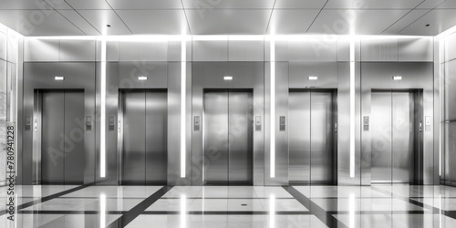 Stylish black and white photo of an elevator  suitable for corporate and architectural design projects