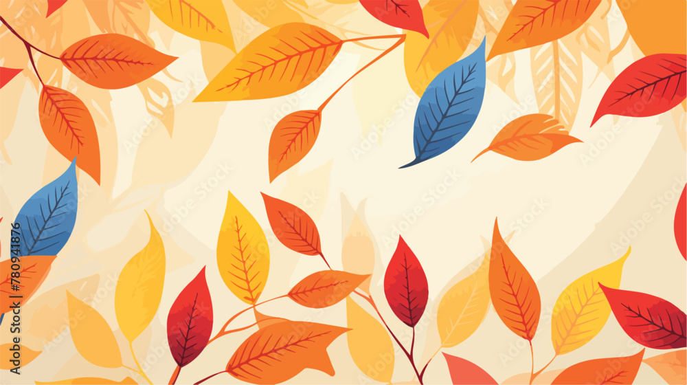 Bright autumn vector background colored various lea - obrazy, fototapety, plakaty 