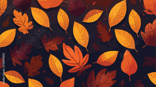 Bright autumn vector background colored various lea photo