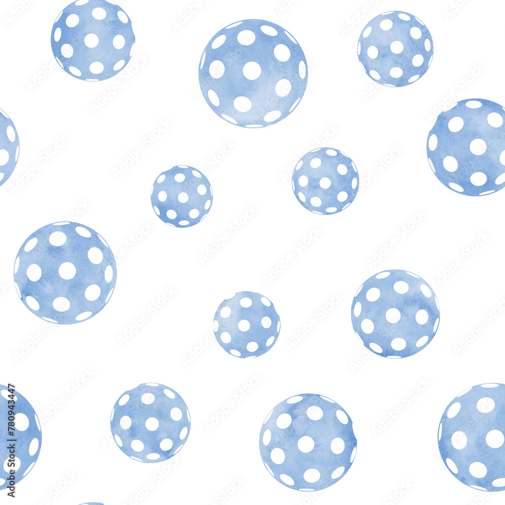 Seamless pattern of blue balls, modern game Pickleball Seamless pattern of blue balls, modern game Pickleball
