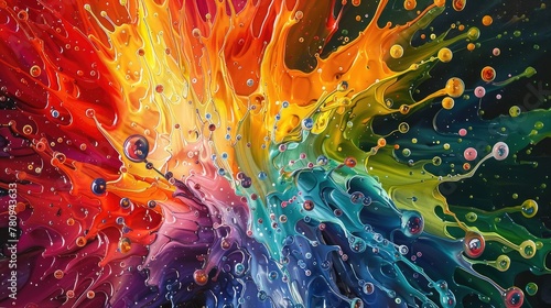 Vibrant Color Explosion Captivating Digital Art of Dynamic Liquid Splashes and Bursts