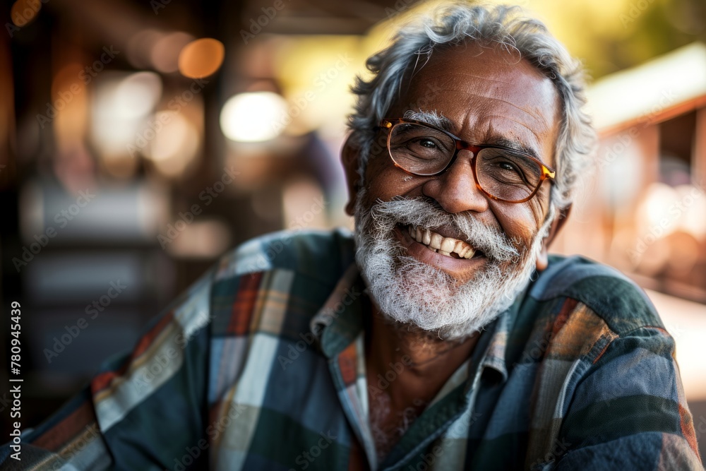Portrait of a smiling senior man with glasses in a cafe. Portrait of a smiling senior man with glasses in a cafe.