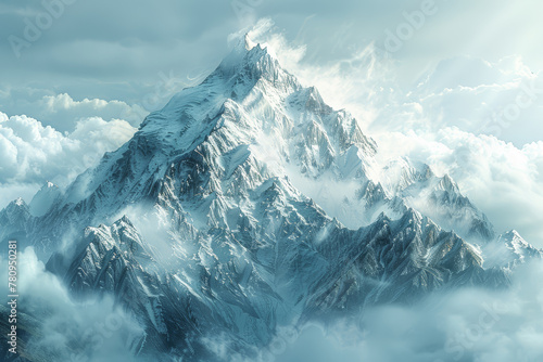 A majestic mountain standing tall and strong, symbolizing maternal endurance and perseverance. Concept of maternal fortitude. Generative Ai. © Sebastian