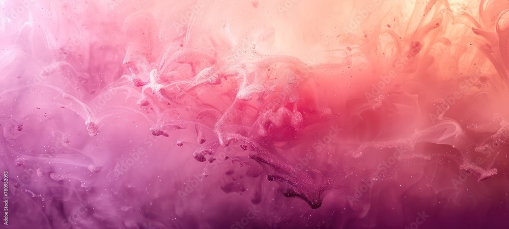 Ink water or haze texture of pink magenta shiny glitter steam cloud blend on abstract color mist art background