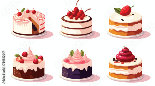 Cake and Pastry Vector Art Illustrations isolated.