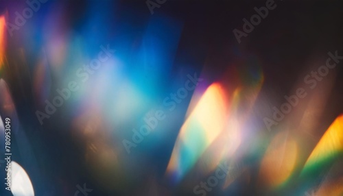 blur colorful rainbow crystal light leaks on black background defocused abstract multicolored retro film lens flare bokeh analog photo overlay or screen filter effect glow vintage prism colors © Slainie